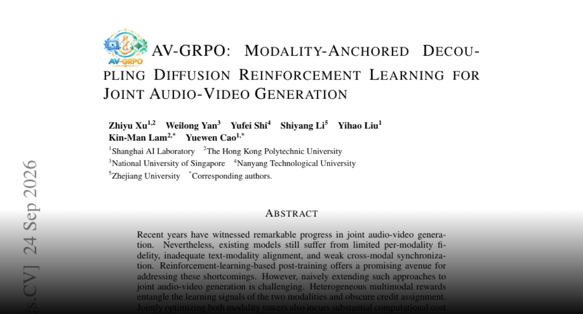 AV-GRPO decouples reinforcement learning for audio and video