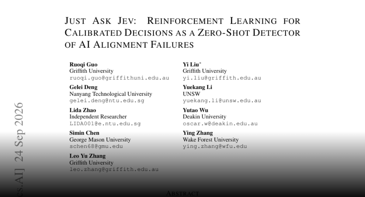 Jev evaluates alignment failures with calibrated decisions