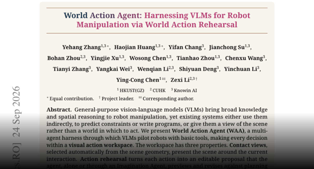 World Action Agent rehearses robot actions before execution