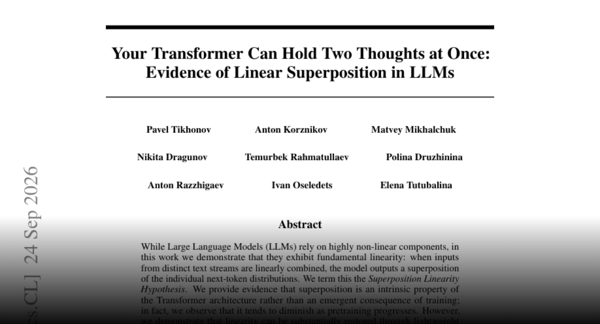 Transformers show evidence of linear superposition