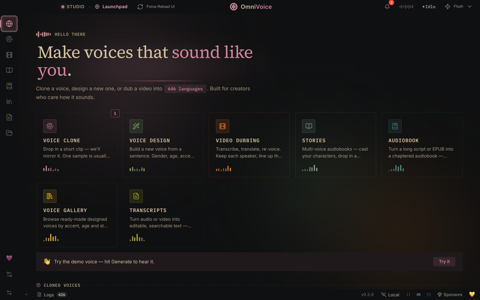 VoiceStudio bundles local voice generation and audio workflows