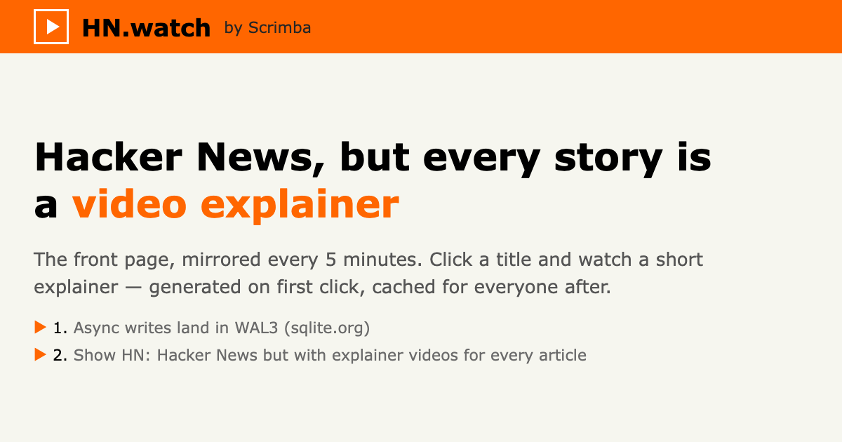Scrimba turns Hacker News links into HTML-based explainer videos