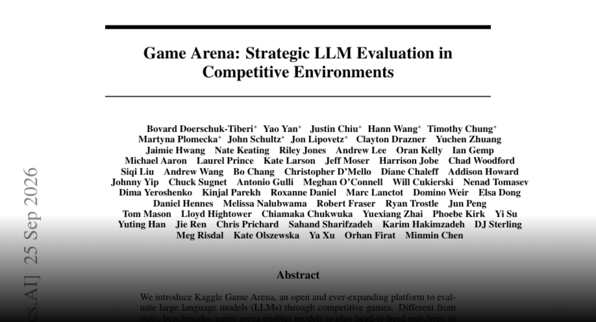 Kaggle Game Arena evaluates strategic reasoning through competition