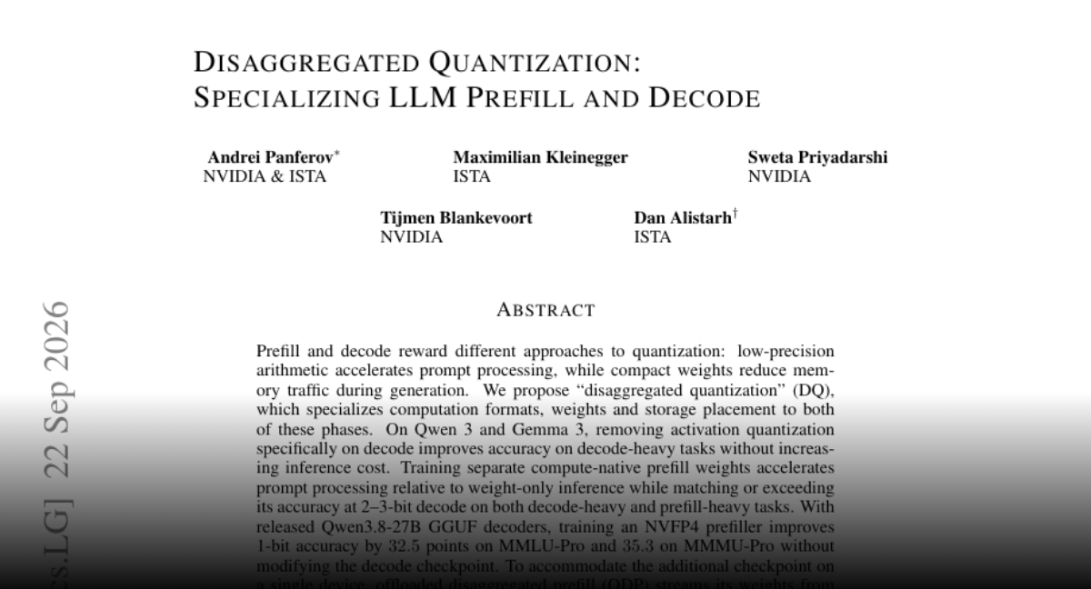 Disaggregated quantization specializes prefill and decode